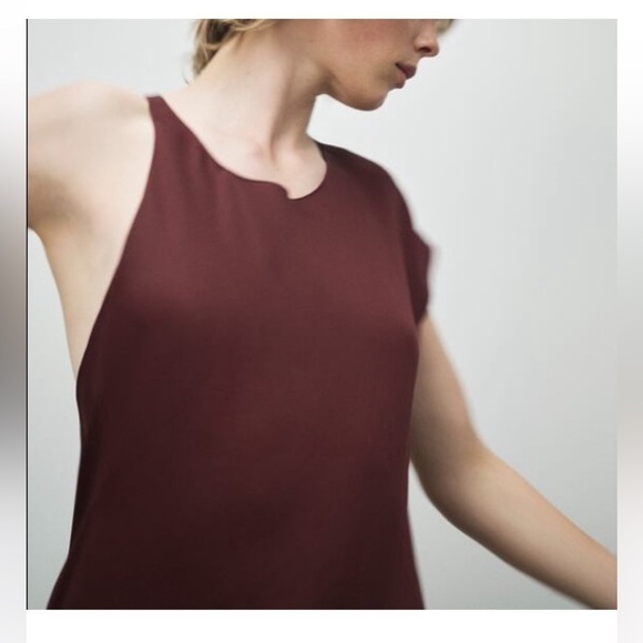 Zara Maroon Red Asymmetrical MIDI  Dress L - Picture 3 of 7